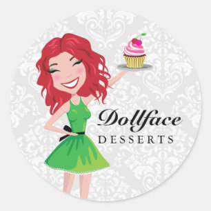 311 Desserts Rubie Red Damask Runder Aufkleber