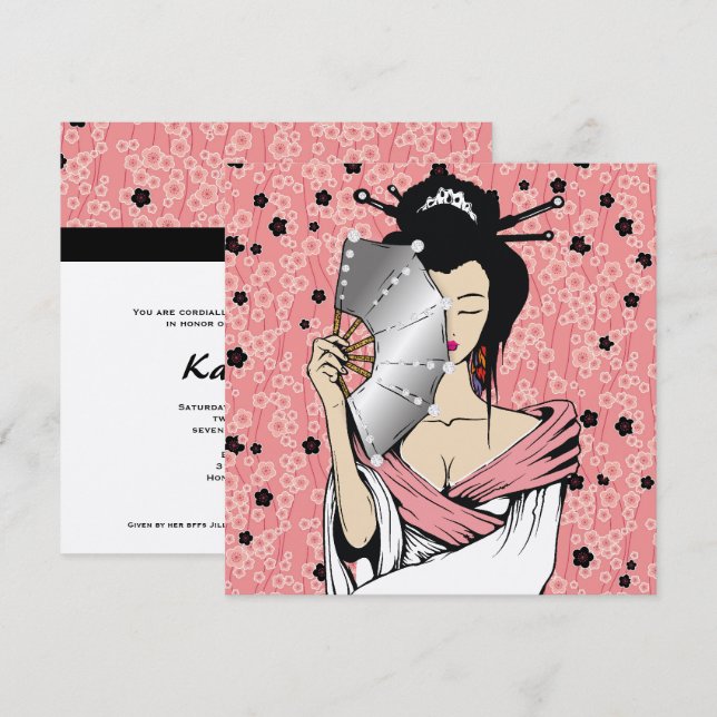 311-Diamond Kirschblüten-Hintergrund der Geisha-| Einladung (Vorne/Hinten)