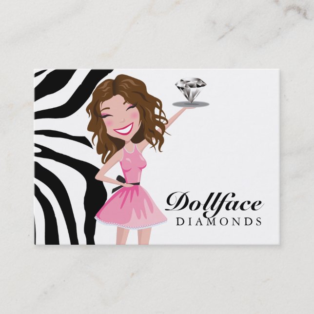 311 Dollface Diamant-SchokoladenkuchenZebra 3,5 x Visitenkarte (Vorderseite)