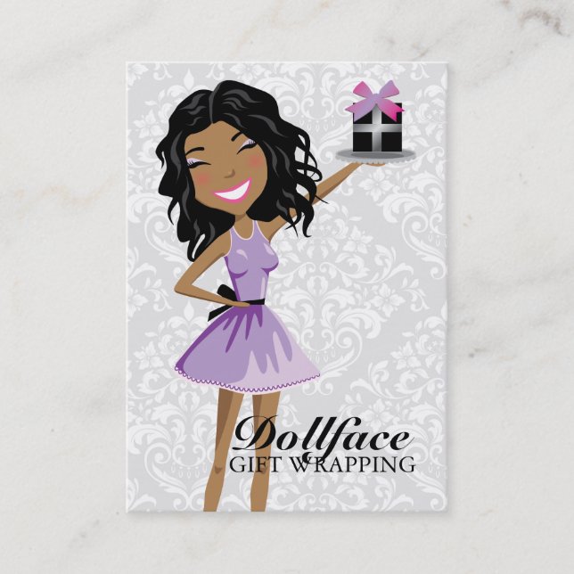 311 Dollface Geschenke Ebonie Damast 3,5 x 2 Visitenkarte (Vorderseite)
