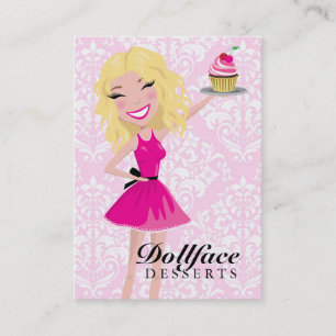 311 Dollface Nachtische Blondie rosa Damast 3,5 x Visitenkarte