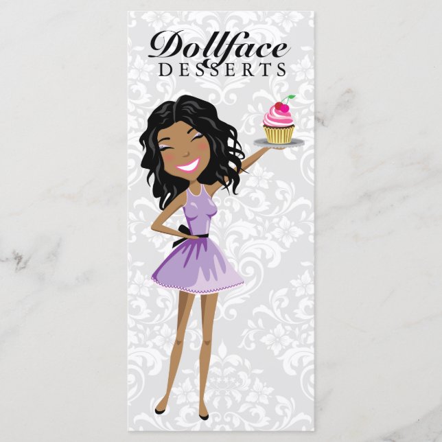 311 Dollface Nachtische Ebonie Damast-Menü Menükarte (Vorderseite)