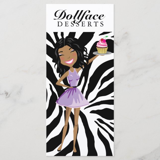 311 Dollface Nachtische Ebonie Zebra-Menü Menükarte (Vorderseite)