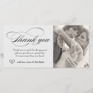 311 Elegant Danke Gray Foto Card mit Herz