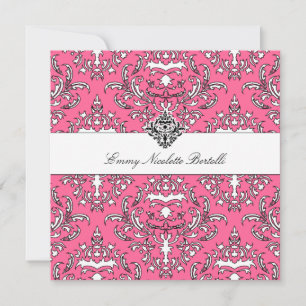 311-Emmy Pink Delish Damask Einladung