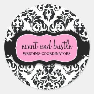 311 Event & Bustle White Damask Runder Aufkleber