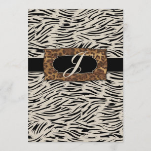 311-Fantastisches Dschungelzebra Monogramm Einladung