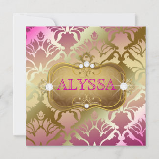 311 Glamour Golden Pink Damask 40 und fabelhaft Einladung