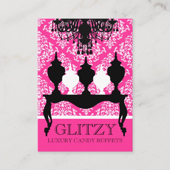 311 Glitzie Candie Black Table Pink Rokoko Platzkarte (Vorderseite)