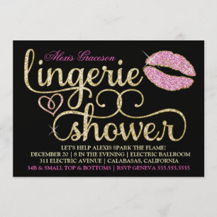 311 Glitzy Sparkle Bachelorette Blac Kiss Metallic Einladung