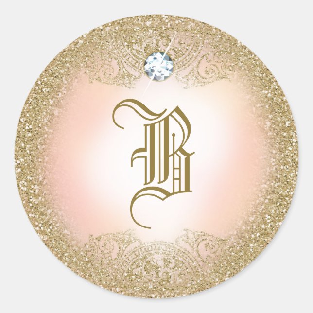 311 Gold-Glitzer-Monogramm-Aufkleber Runder Aufkleber (Vorderseite)