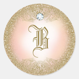 311 Gold-Glitzer-Monogramm-Aufkleber Runder Aufkleber