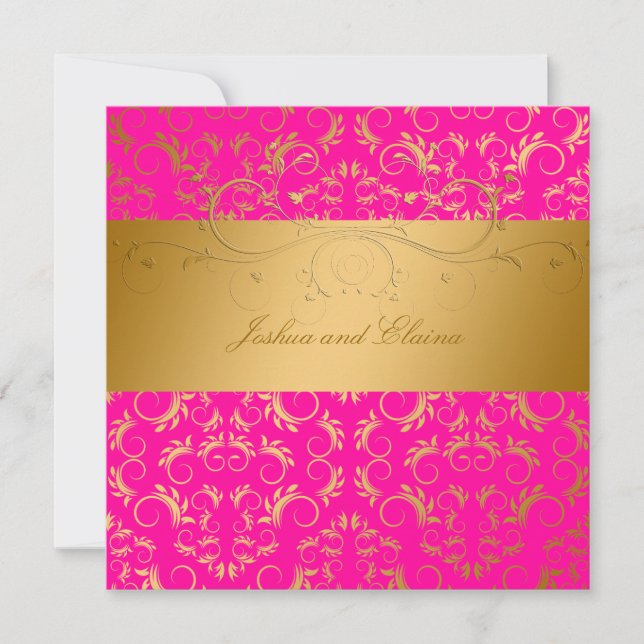 311-Golden diVine Passion Pink 5.25 x 5.25 Einladung (Vorderseite)