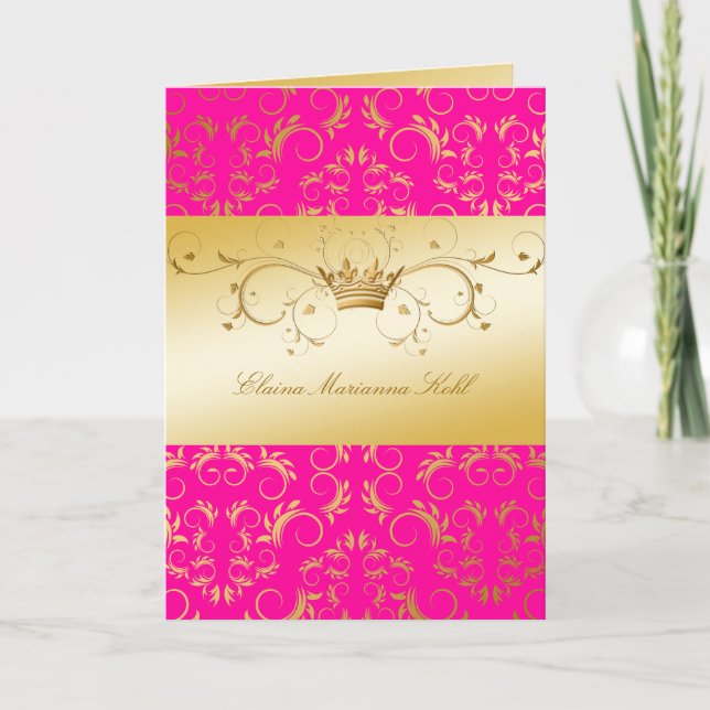 311-Golden erahnen Leidenschafts-Rosa Einladung (Vorderseite)