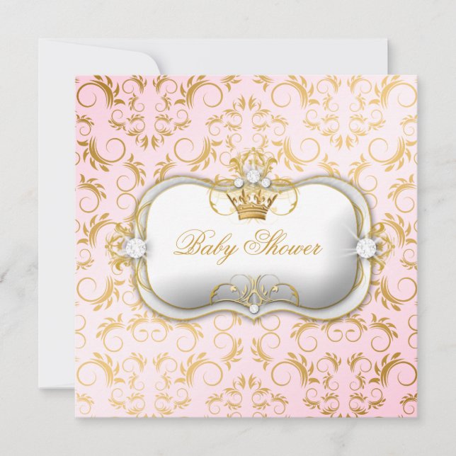 311 goldene göttliche rosa Babyparty Ciao Bella Einladung (Vorderseite)