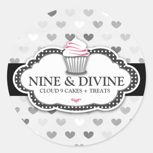 311 göttliche graue Herzen Cupcake-Aufkleber Runder Aufkleber (Vorderseite)