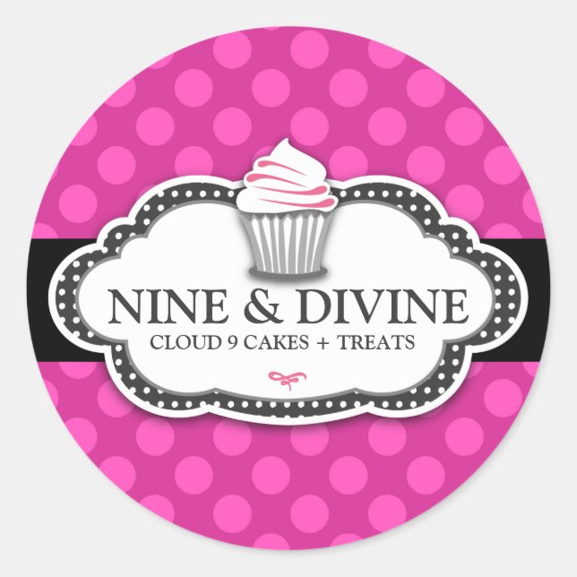311 Göttliche rosa Punkte Cupcakes Runder Aufkleber (Vorderseite)