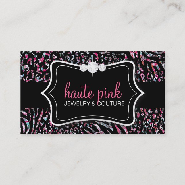 311 Haute Zebra-Leopard-Rosa Visitenkarte (Vorderseite)