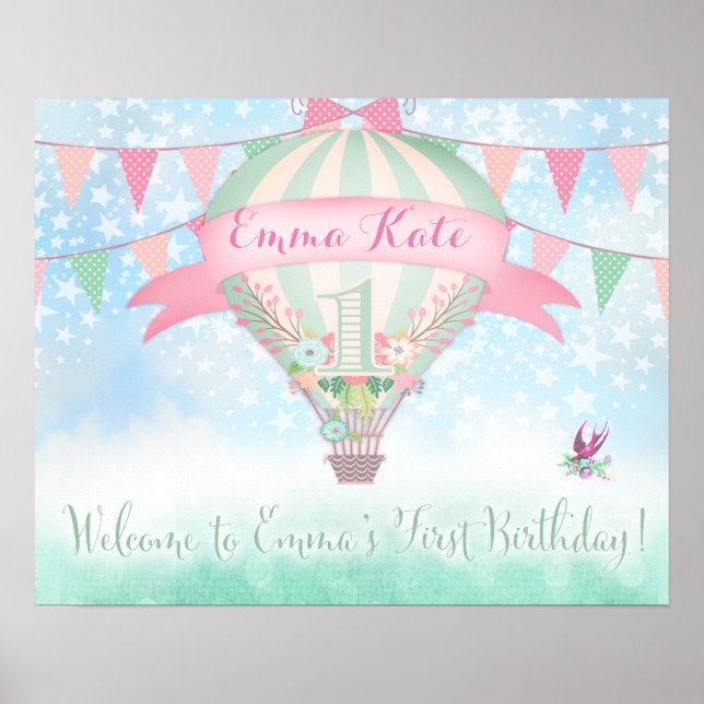 311 Hot Air Ballon Begrüßungszeichen Poster (Vorne)