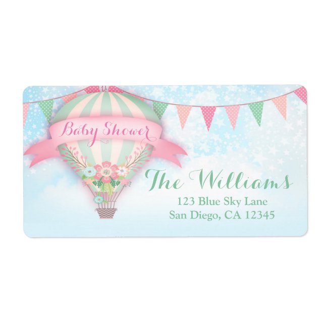 311 Hot Air Balloon Label Babydusche (Vorne)