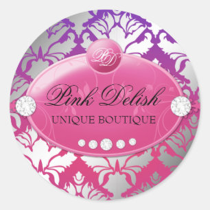 311-Hot rosa Delish Stock-Aufkleber-lila Strahlen Runder Aufkleber