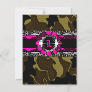 311-Hott Pink Camouflage Lingerie Dusche Einladung
