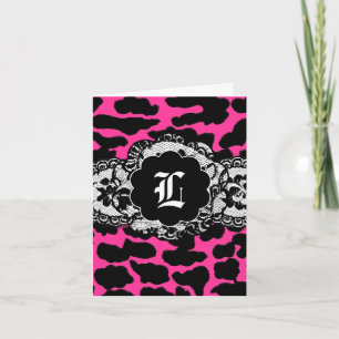 311-Hott Pink Leopard Lace Danke U-Karte