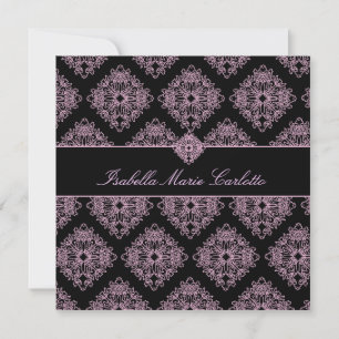 311-Isabella Invitation Pink et Black Damask
