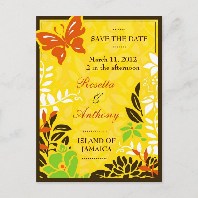 311 JAMAICAN GARDEN SAVE THE DATE ANKÜNDIGUNGSPOSTKARTE (Vorderseite)