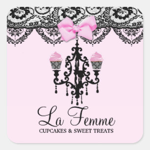 311 La Femme Kuchen rosa Deux Quadratischer Aufkleber