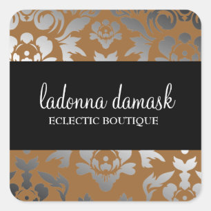 311 Ladonna Damask Bronze Quadratischer Aufkleber