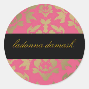 311 Ladonna Damask Pink Runder Aufkleber