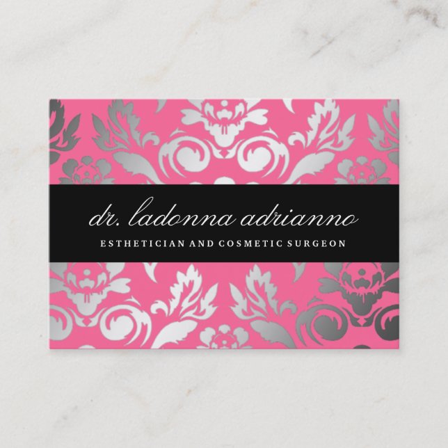 311 Ladonna Damast-Rosen-Rosa Visitenkarte (Vorderseite)