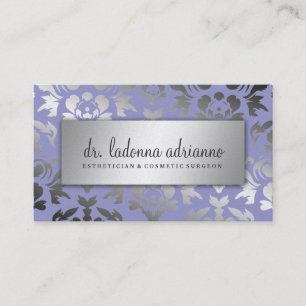 311 Ladonna Damast-Silber-Lavendel Visitenkarte
