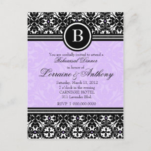 311 LAVENDER DAMASK-EINLADUNG EINLADUNGSPOSTKARTE