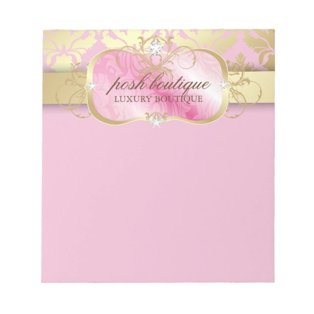 311 Lavish Pink Platter Gold Damask Notizblock (Vorderseite)