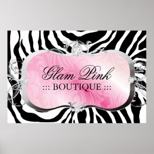 311 Lavish Pink Platter Zebra Silver Poster