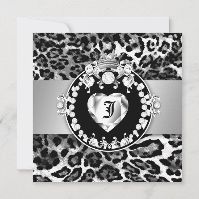 311 Leopard-Tique Kuss-Königin der Herzen Sweet16 Einladung (Vorderseite)