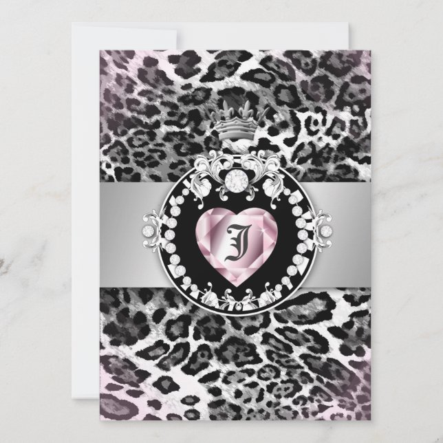 311 Leopard-Tique Queen of Hearts 5.12x18.5 Einladung (Vorderseite)