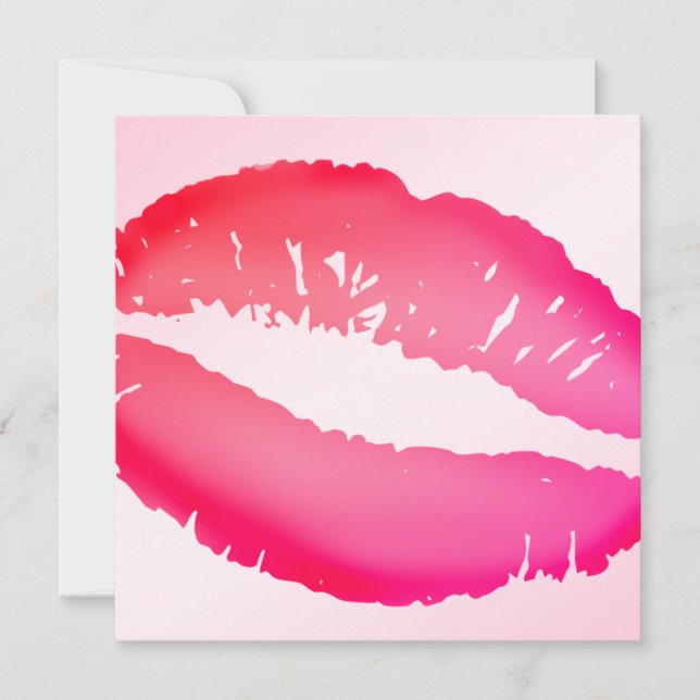 311-Lipstick küsst | Rosa Einladung (Vorderseite)