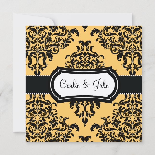 311 Lovey Dovey Damask Wedding Einladung Canary Ye (Vorderseite)