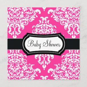311 Lovey Dovey Damast Baby Shower Hellrosa Einladung