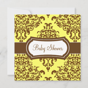 311 Lovey Dovey Damast Baby Shower Tropische Banan Einladung