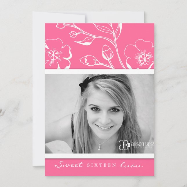 311-Lush Pink 16 . Geburtstag Einladung (Vorderseite)