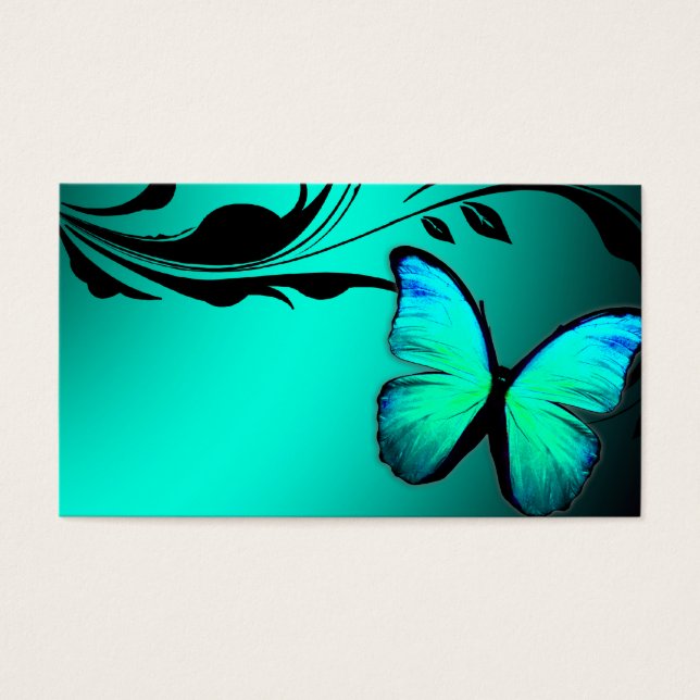 311 Lustrous Butterfly Turquoise Blue Name Card (Devant)