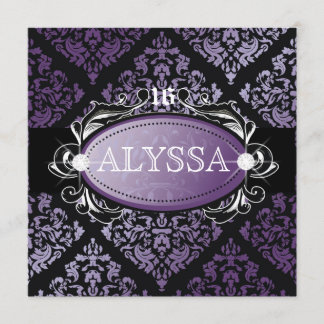 311 Luxuriös Lila Damask Sweet 16 Einladung