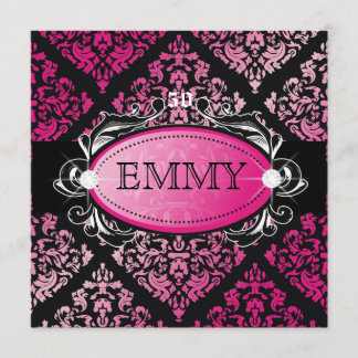 311-Luxuriös rosa Damask 50 und Fabelhaft Einladung