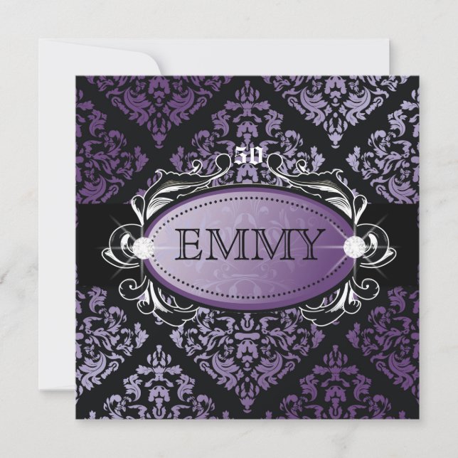 311 Luxuriös rosa Damask 50 und Fabelhaft Einladung (Vorderseite)