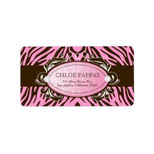 311 luxuriös rosa N Brown Zebra-Aufkleber Adressaufkleber