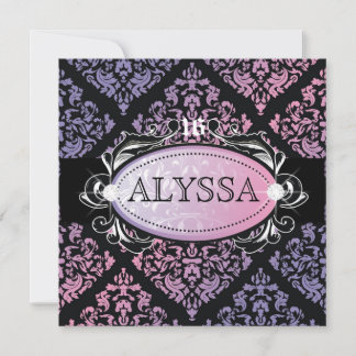 311 Luxurious Sweetheart Damask Sweet 16 Einladung